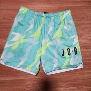 Jordan Men's Vibrant Aqua and Lime Athletic Shorts